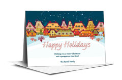 Happy Holidays Christmas Village Cards  7.875